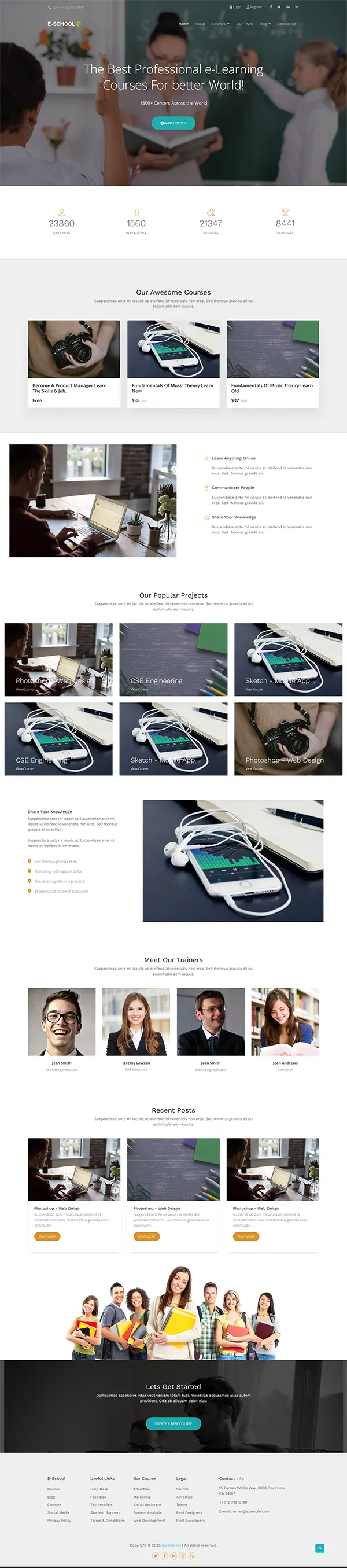 E School - Learning and Courses Joomla Template | Education